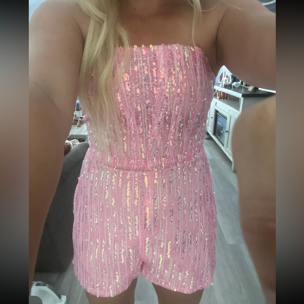 Pink Sequence Romper - image 1